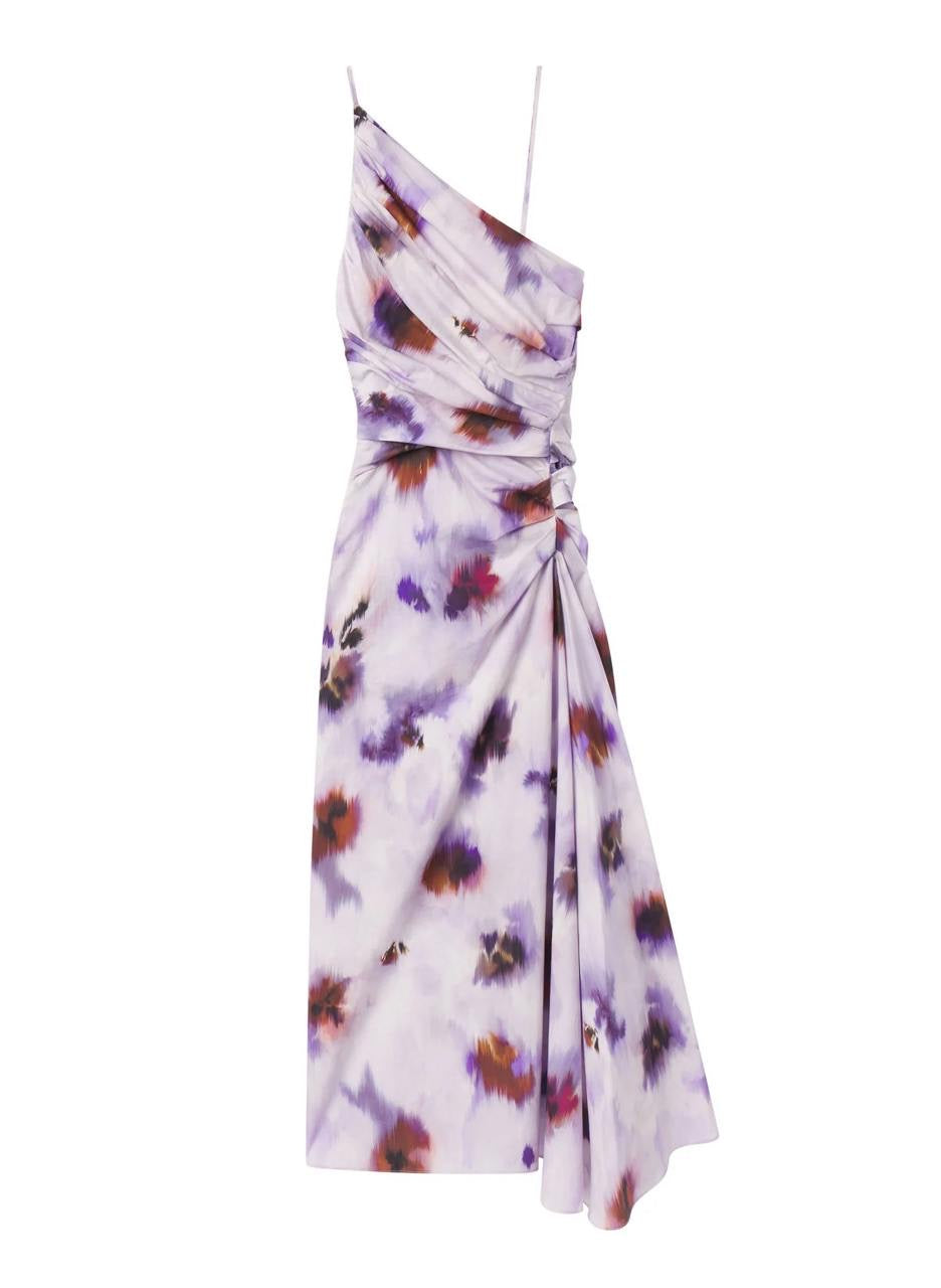 ALC Juno One Shoulder Tie Dye Cotton Midi Dress