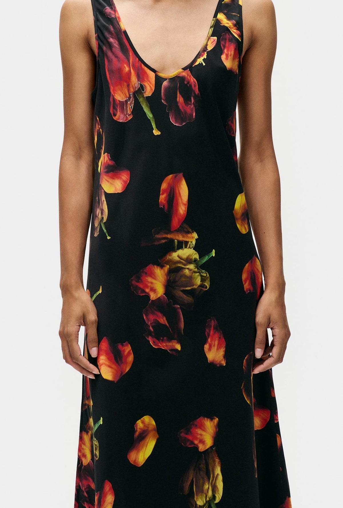SL Scoop Neck Silk Midi Dress: Aster | Phosphate | Bespoke White | Tulipa Dew | Tulipa Black