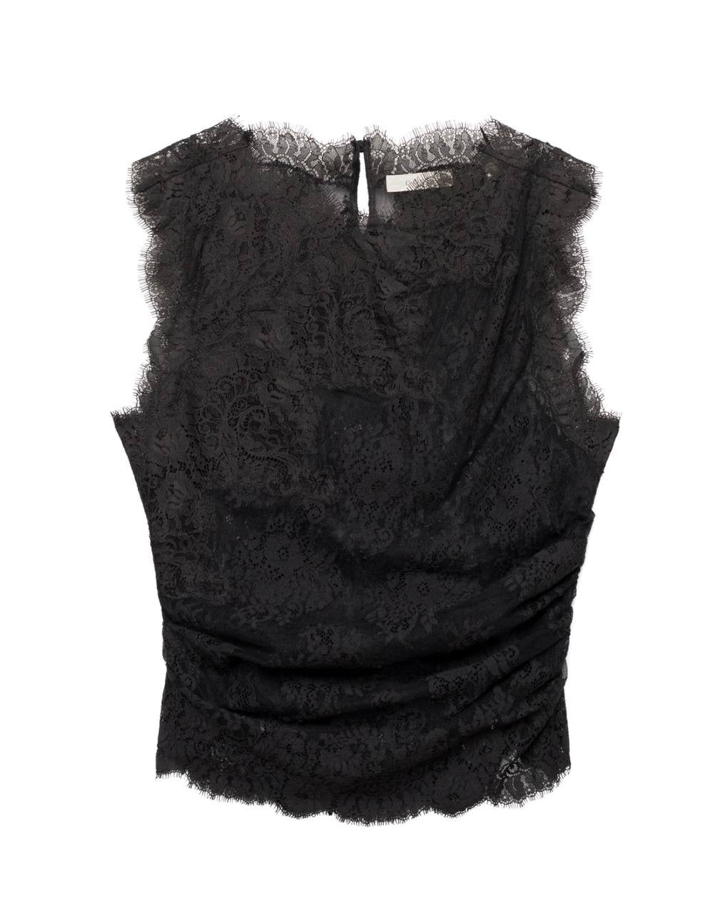 DN Nailah Sleeveless Sheer Cotton-Blend Lace Top in Black
