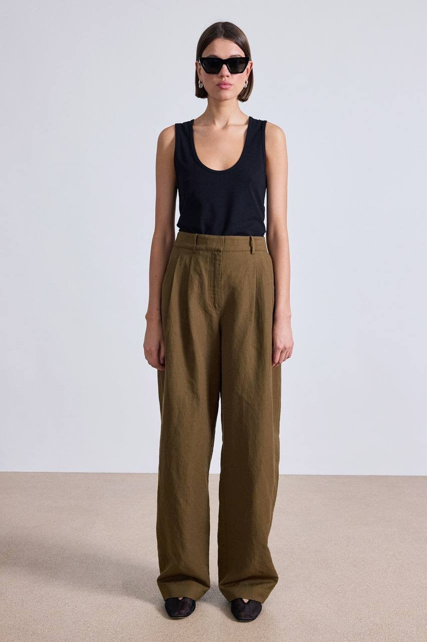 AA Mirabelle Wool-Linen High Waist Trousers Pants