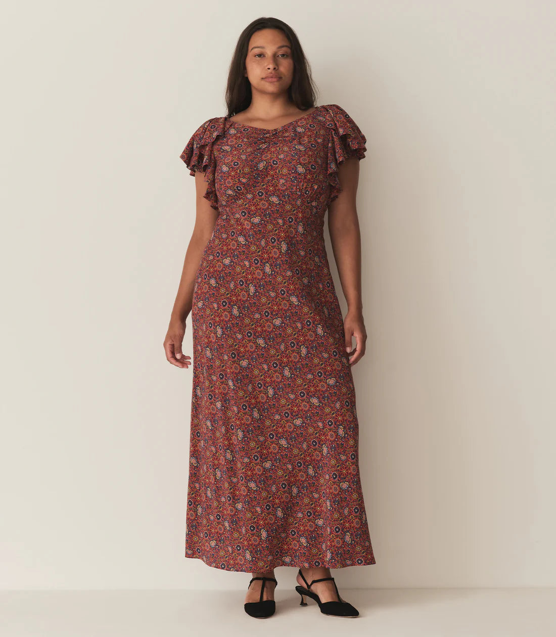 DN Beatriz Ruffled Silk Midi Dress
