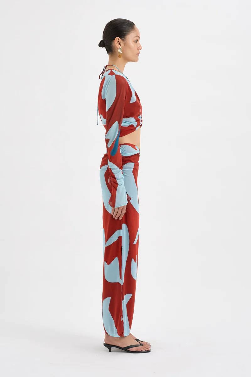 STL Frankie Gathered Silk Blend Midi Skirt