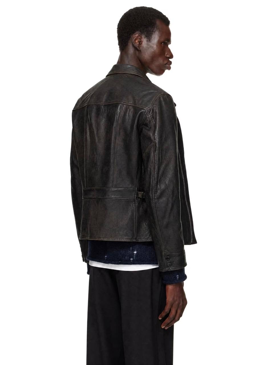 Men’s Calfskin Leather Newsboy Jacket