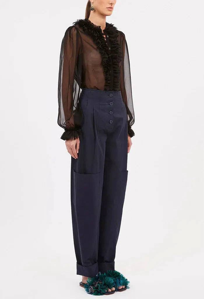 UJ Nicola Silk Chiffon Long Sleeve Blouse Top