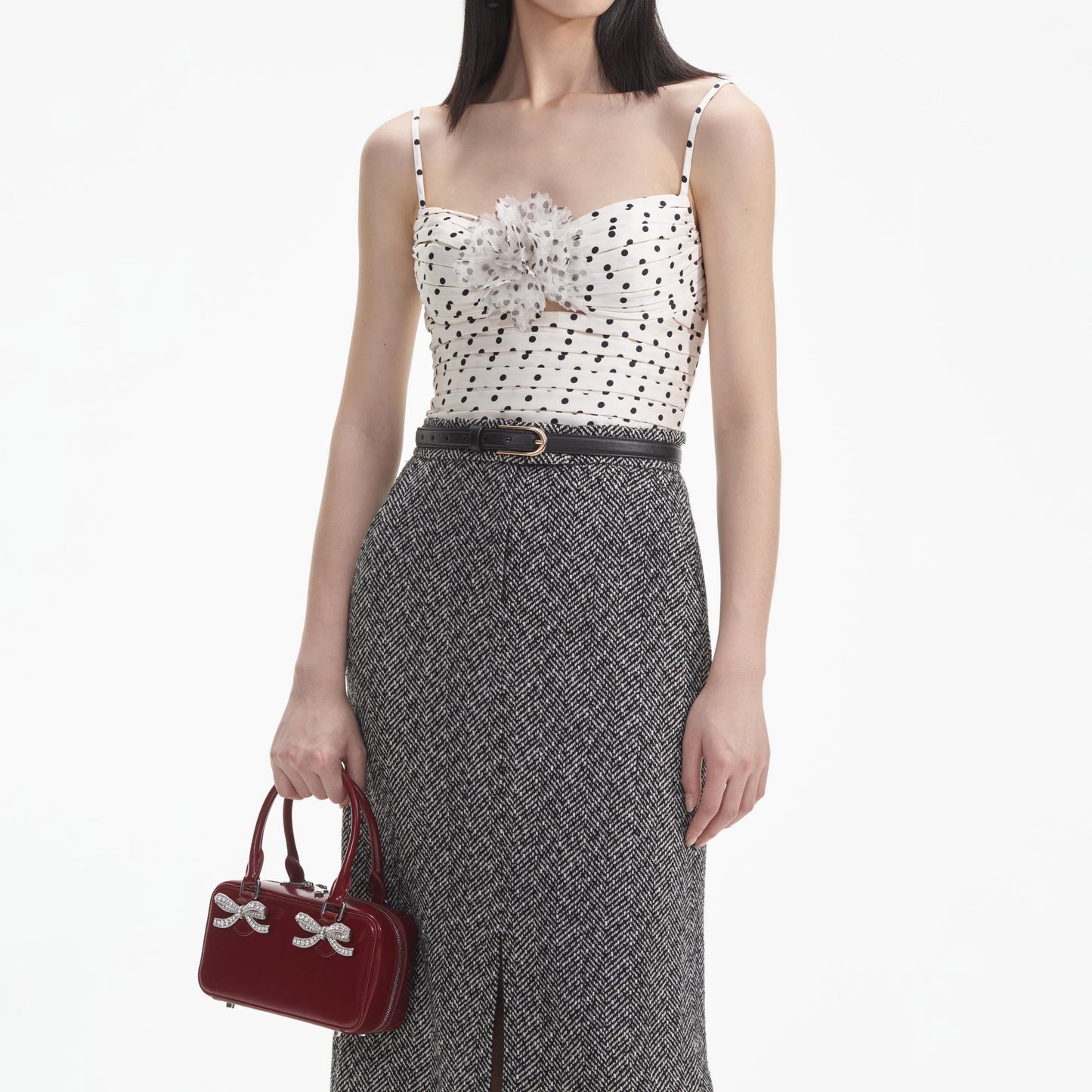 SP Black Herringbone Midi Skirt