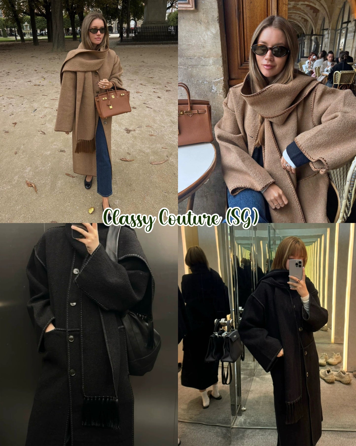 Tot Embroidered Wool-Blend Scarf Coat