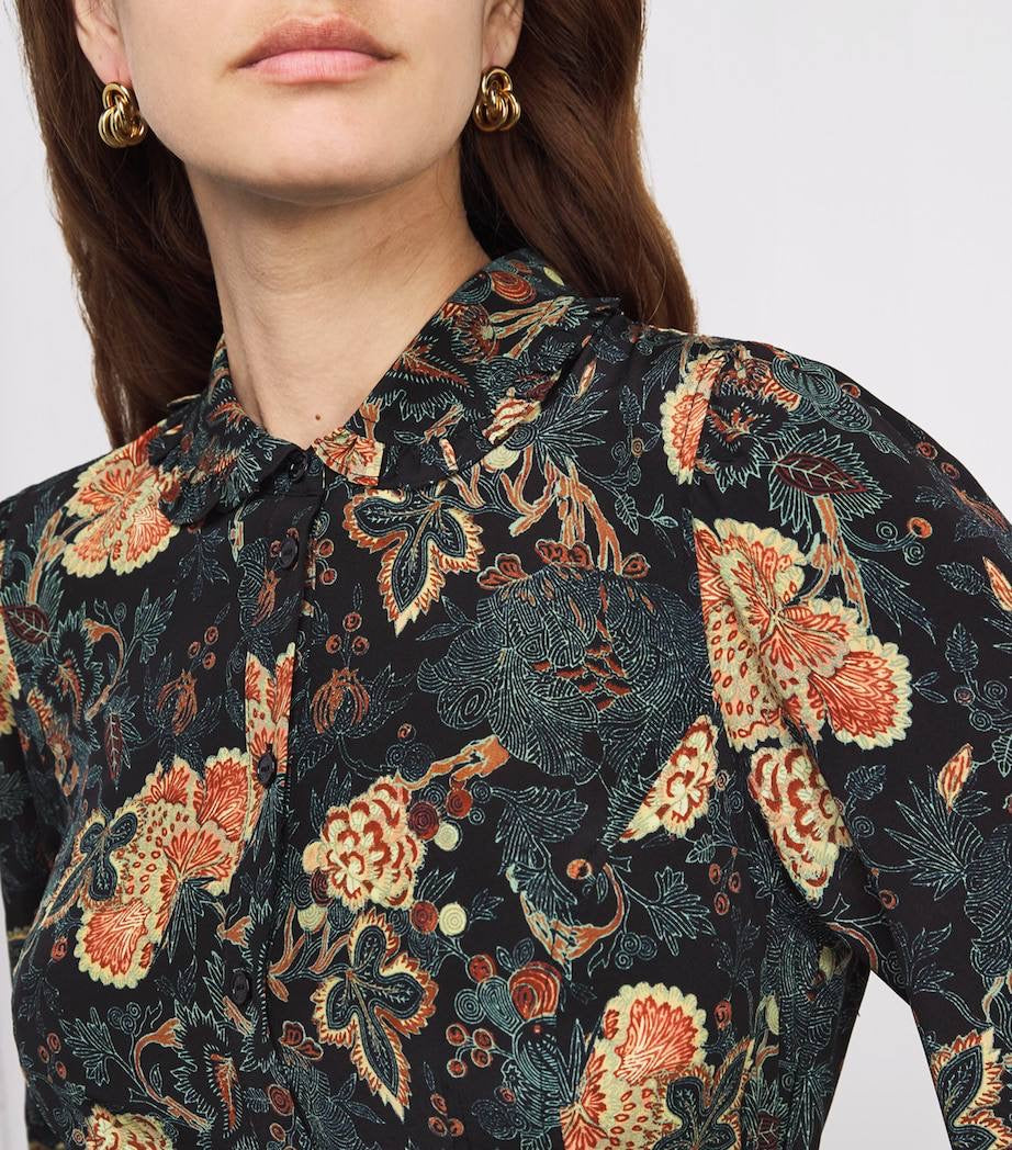 UJ Simona Silk Printed Long Sleeve Mini Dress