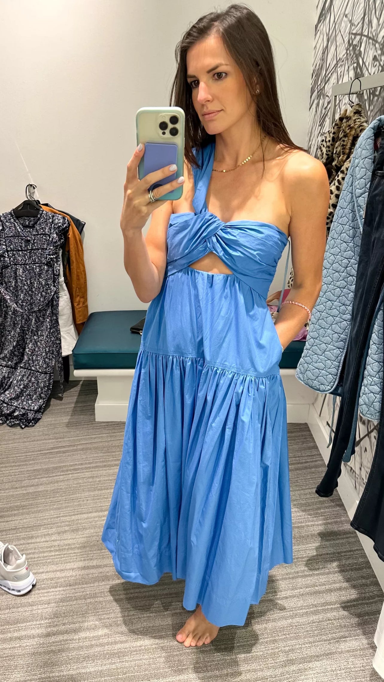 ALC Aubrey Cotton Midi Dress in Coastal Blue