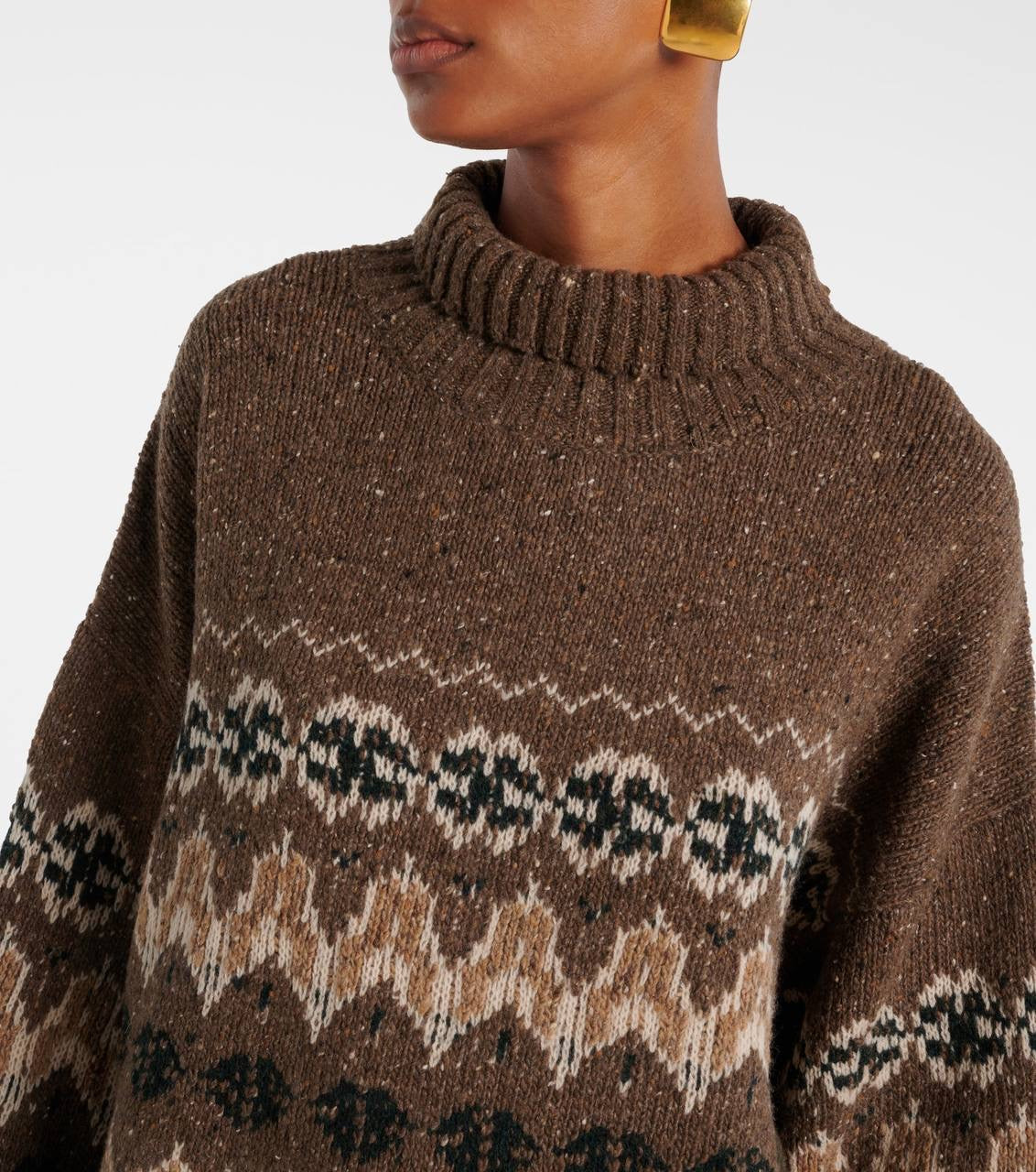 ATZ Cecie Fair Isle Wool-Blend Mock Neck Sweater Pullover