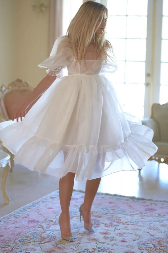 SK French Puff Midi Dress