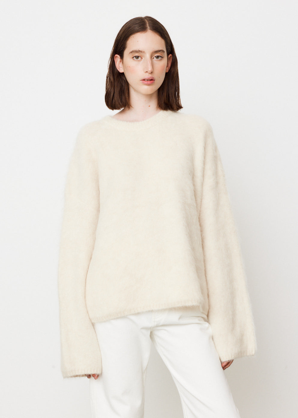 Tot Boxy Alpaca Knit Sweater Macadamia