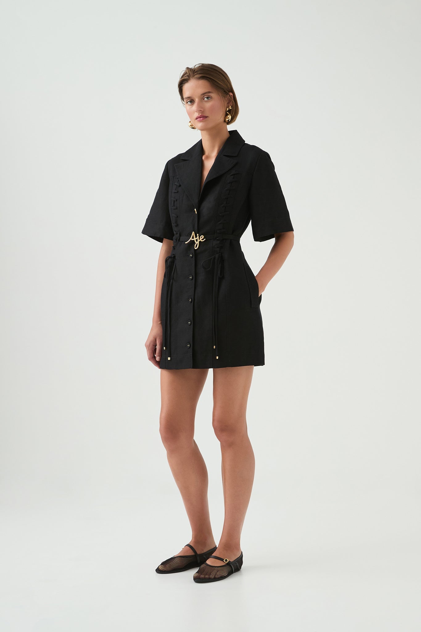 AJ Morgan & Ana Linen-Blend Mini Dress