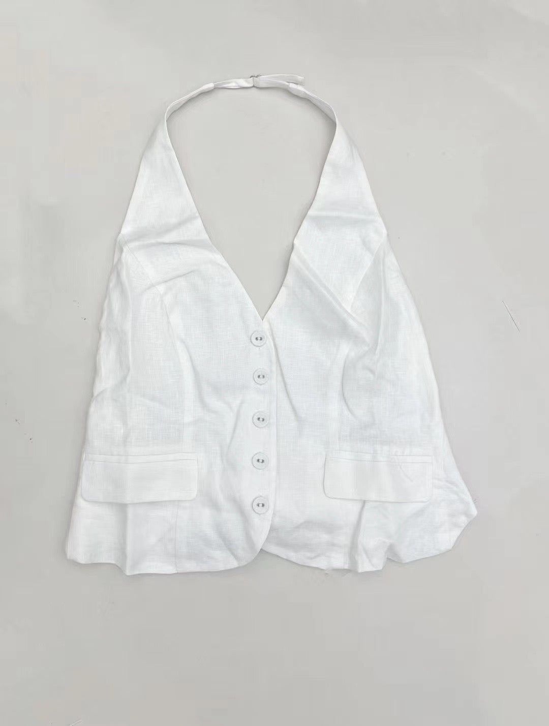Ref Aida Halter Backless Linen Vest