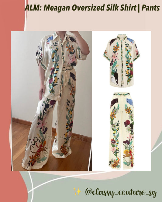 ALM Meagan Oversized Silk Shirt | Pants | Set