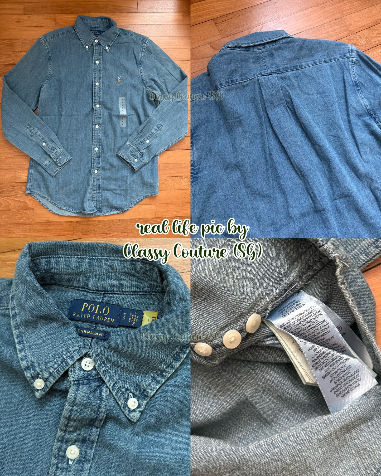 RL Men’s / Unisex Custom Slim Fit Denim Cotton Shirt