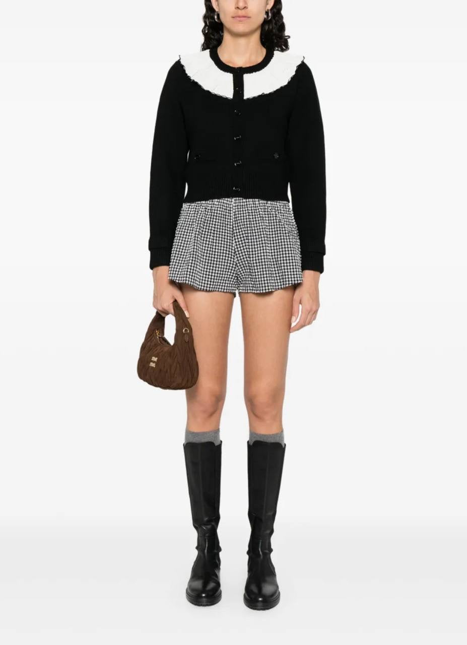 SD Roman Wool-Blend Ruffle Collar Cardigan