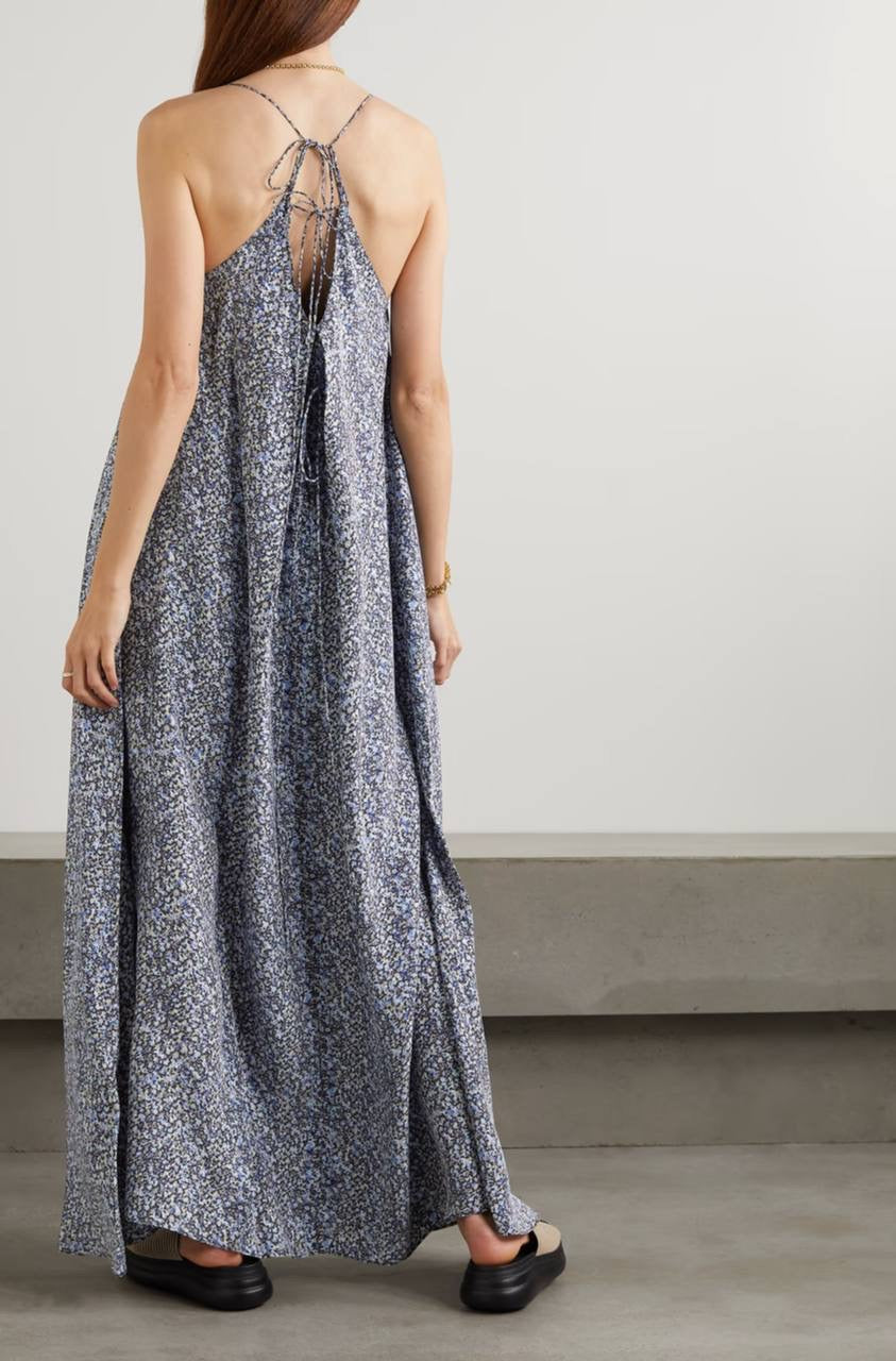 JOS Isobel Tie-Back Floral Silk Maxi Dress