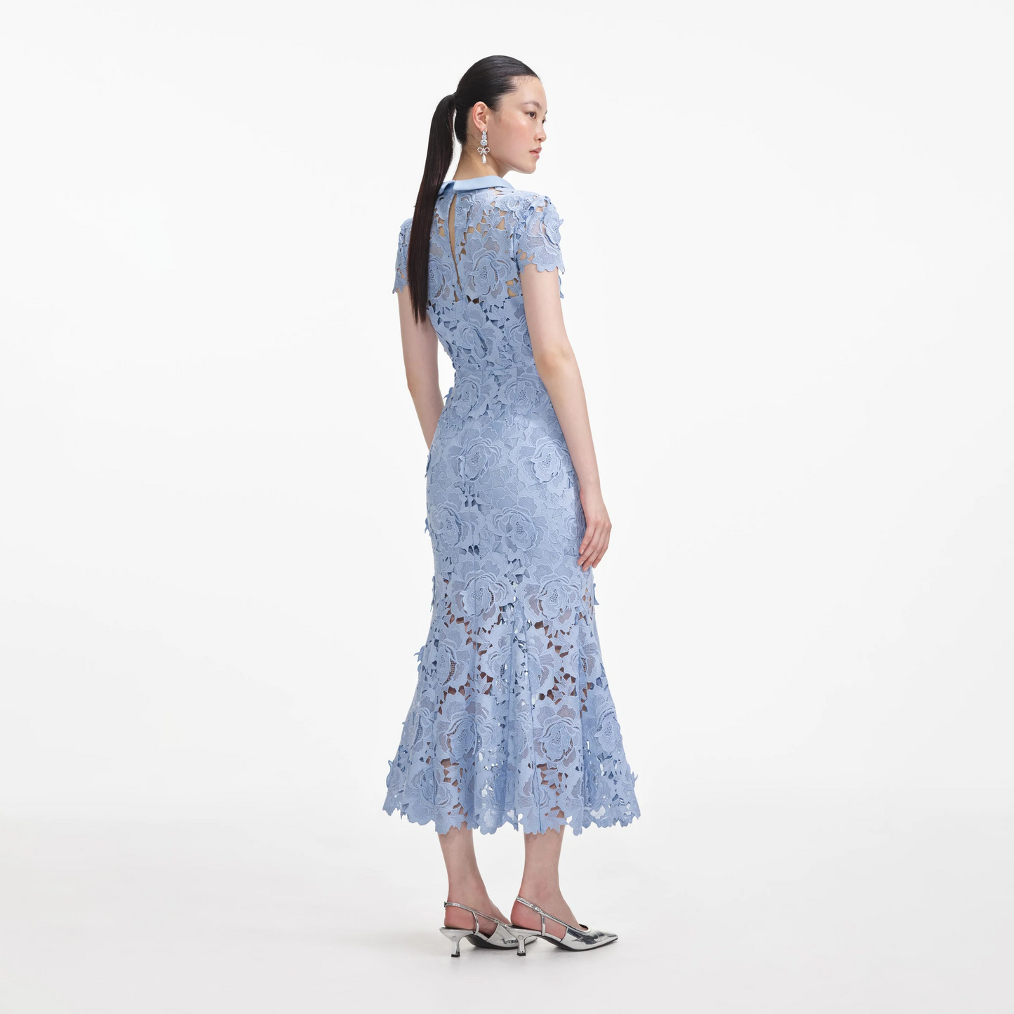 SP Blue Flower Lace Mini Dress | Contrast Collar Midi Dress