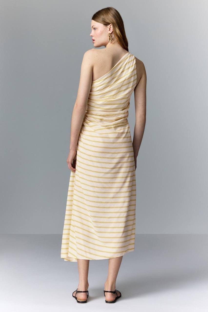 2 Colors! ALC Carolyn Viscose-Silk One Shoulder Midi Dress