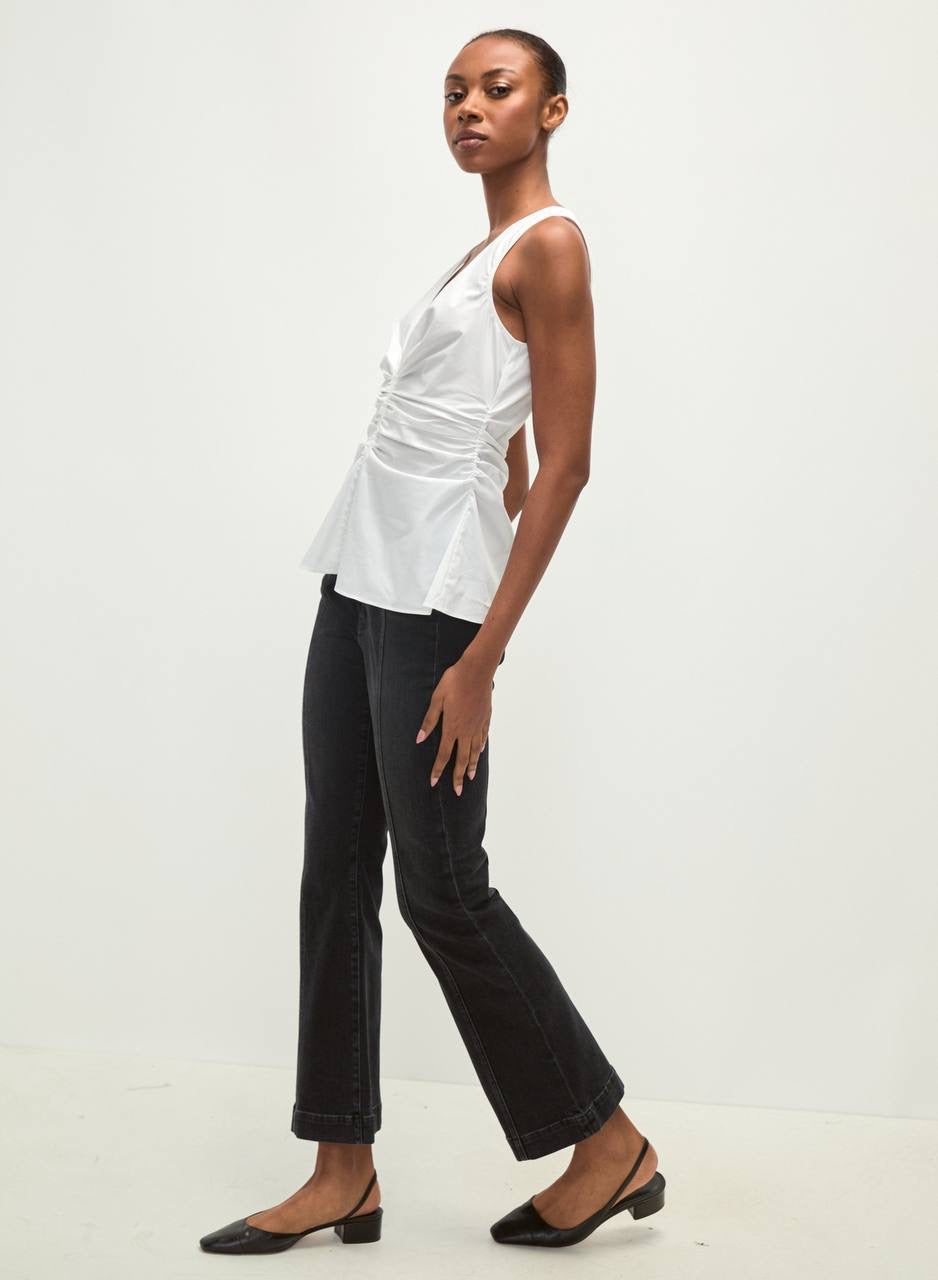 VB Aiden Ruched V-Neck Cotton Top