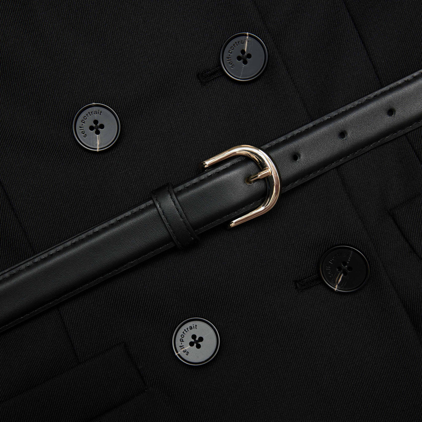 SP Black Wool Crepe Long Sleeve Chiffon Belted Midi Dress