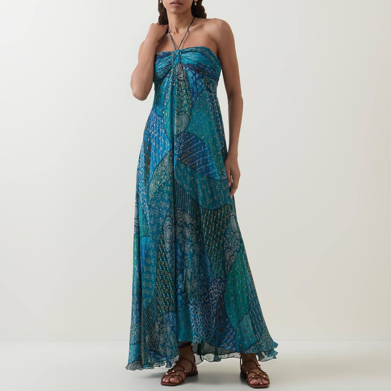 RX Samira Halter Viscose Gown Maxi Dress