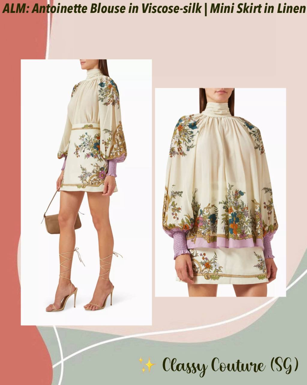 ALM Antoinette Blouse Viscose-Silk Blouse | Linen Mini Skirt | Set