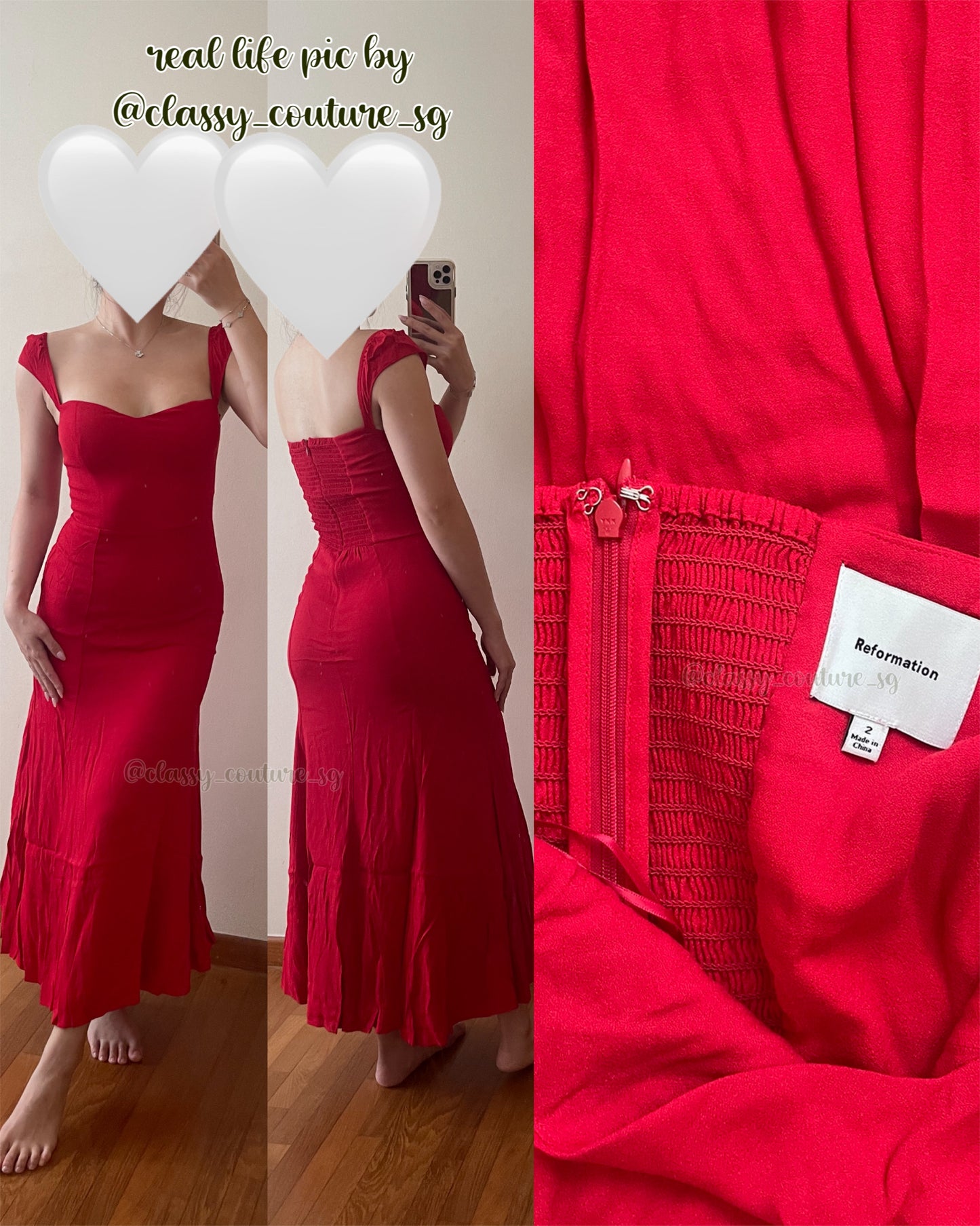 Ref Bryson Viscose Midi Dress in Cherry Red