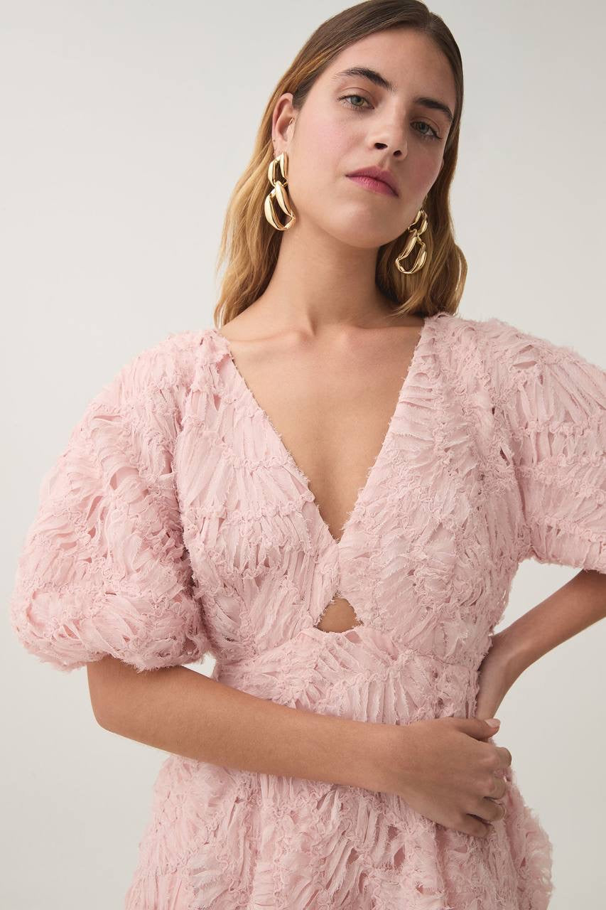 AJ Florential Textured Midi Dress