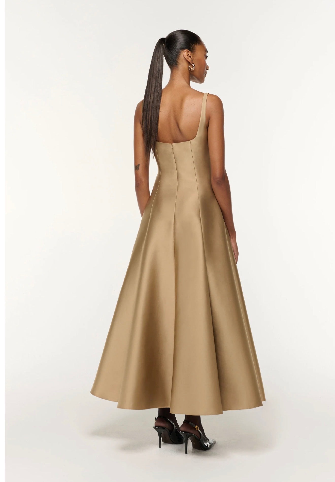RM Square Neckline Silk-Taffeta Ceremony Midi Maxi Dress