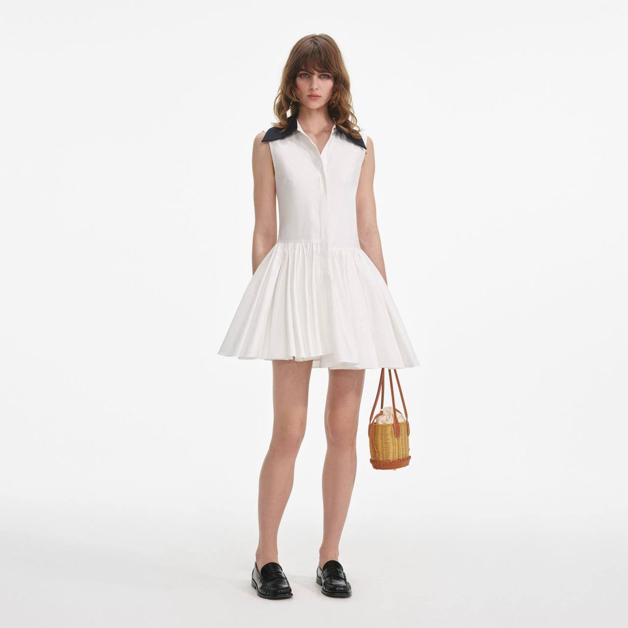 SP White Cotton Contrast Collar Jisoo Mini Dress