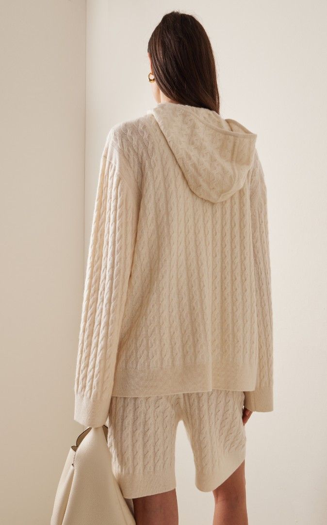 Tot Bevy Cable Knit Wool-Cashmere Hoodie Jacket