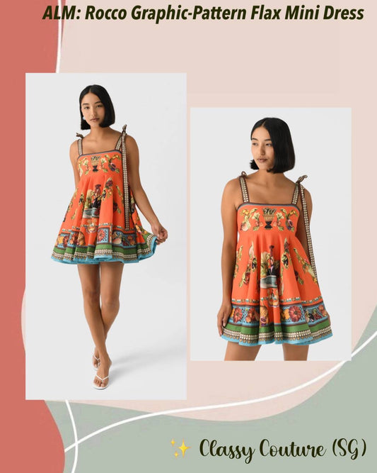 ALM Rocco Graphic Pattern Linen Mini Dress