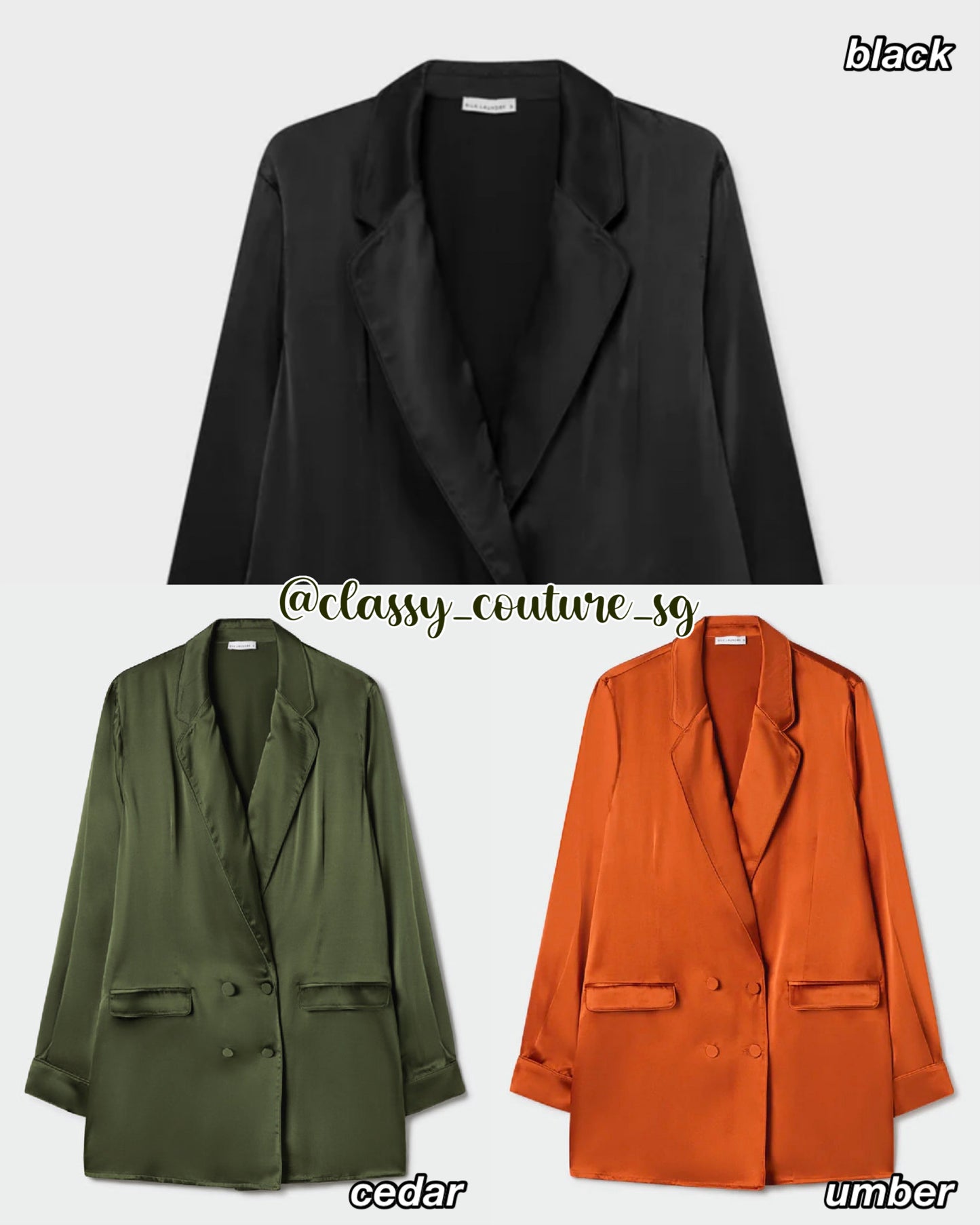 SL Relaxed Blazer Thick 19 Momme Silk in Black | Cedar | Umber