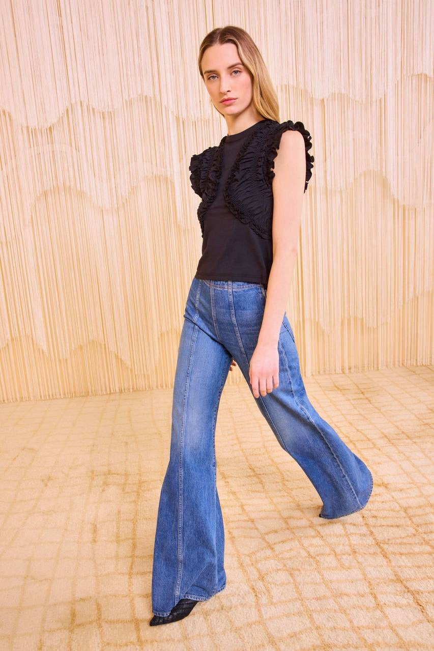 UJ Val Sleeveless Cotton Ruffled Top