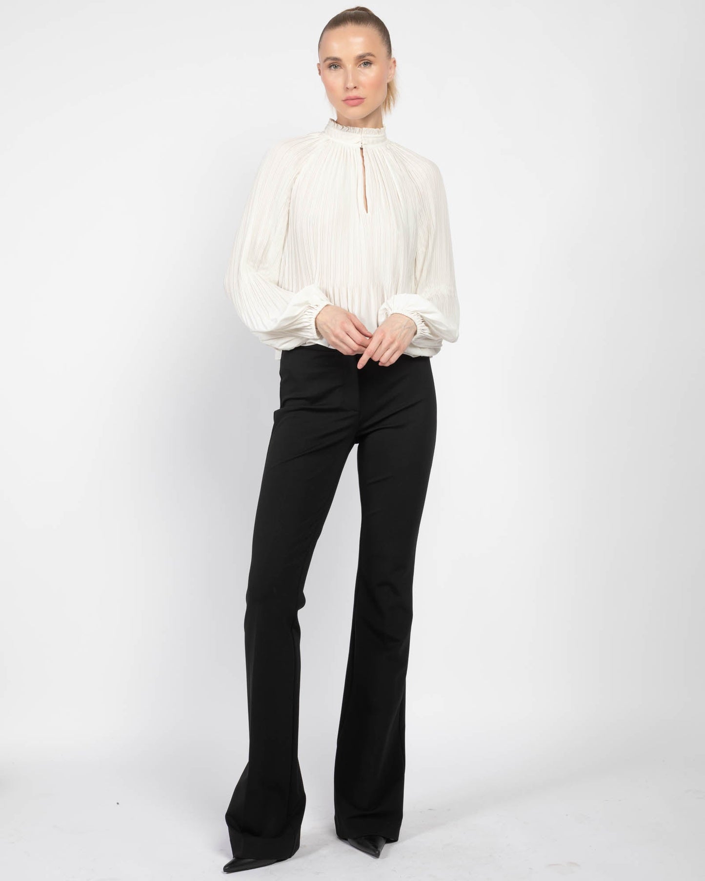 VB Walker Pleated Plissé Blouse Top