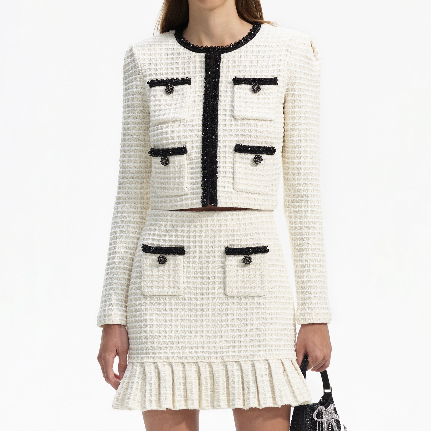 SP Cream Textured Knit Cardigan | Mini Skirt | Set