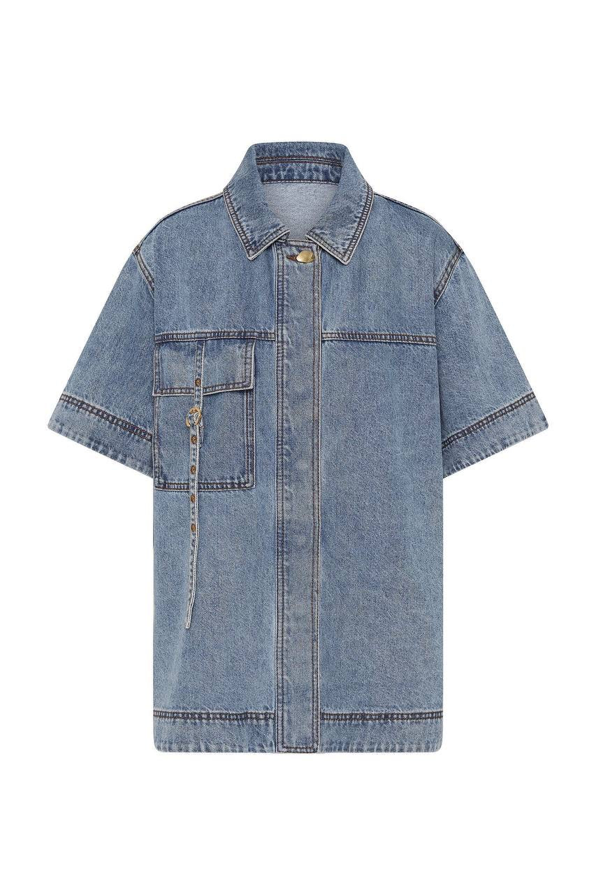 AJ Juno Denim Shirt | Micro Mini Skirt | Set