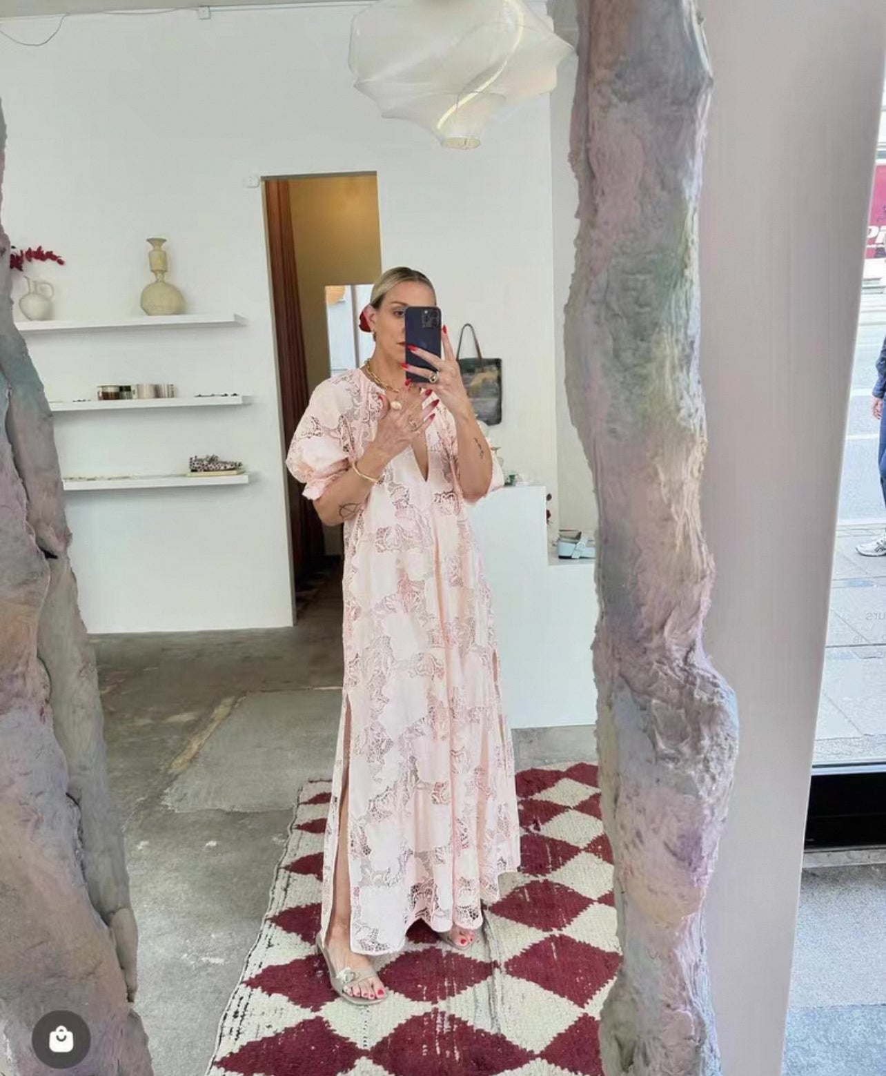 ML Maeve Cotton-blend Sheer Lace Maxi Dress