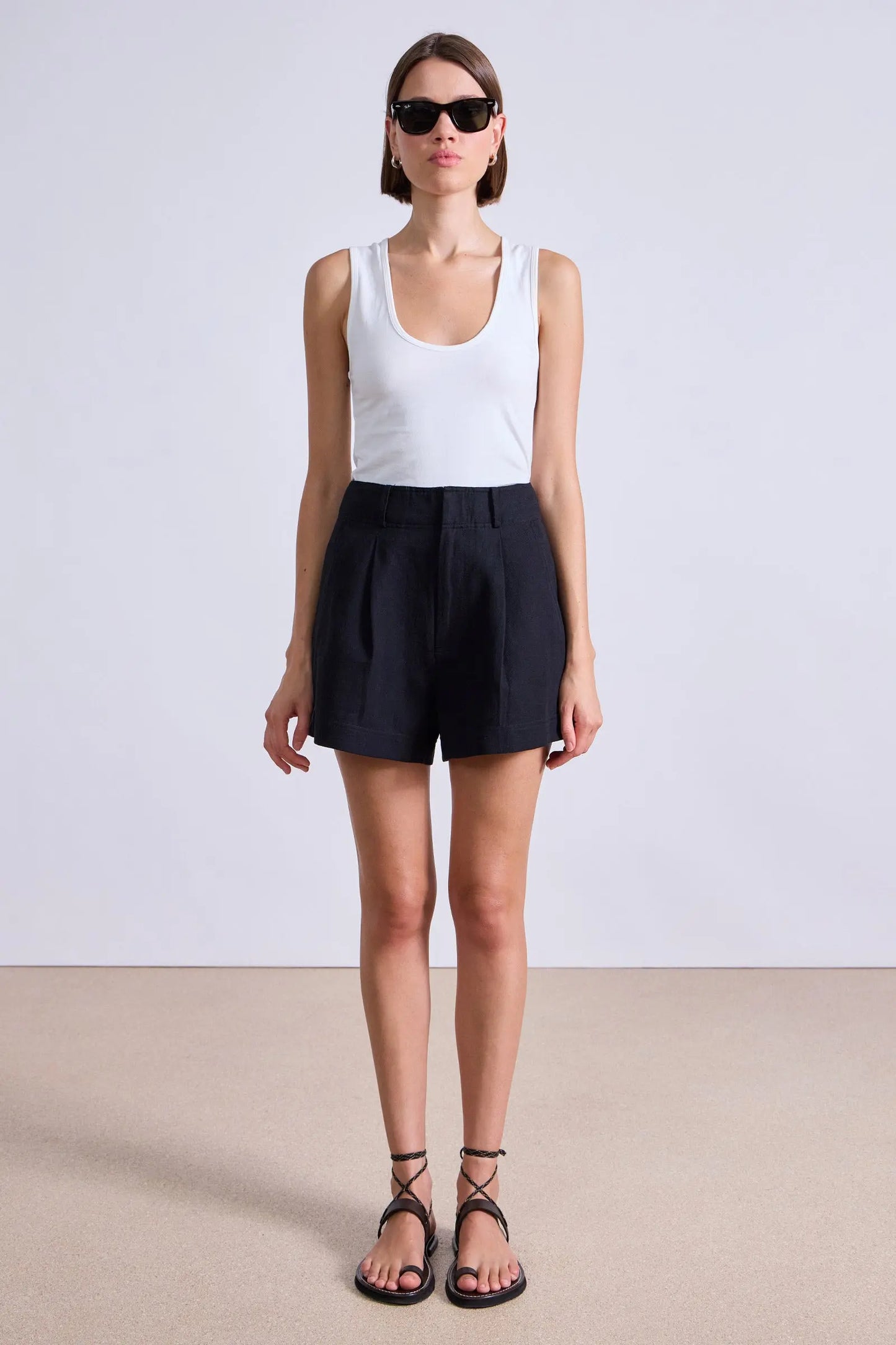 AA Bari Short Cotton-Linen High-Waist Shorts