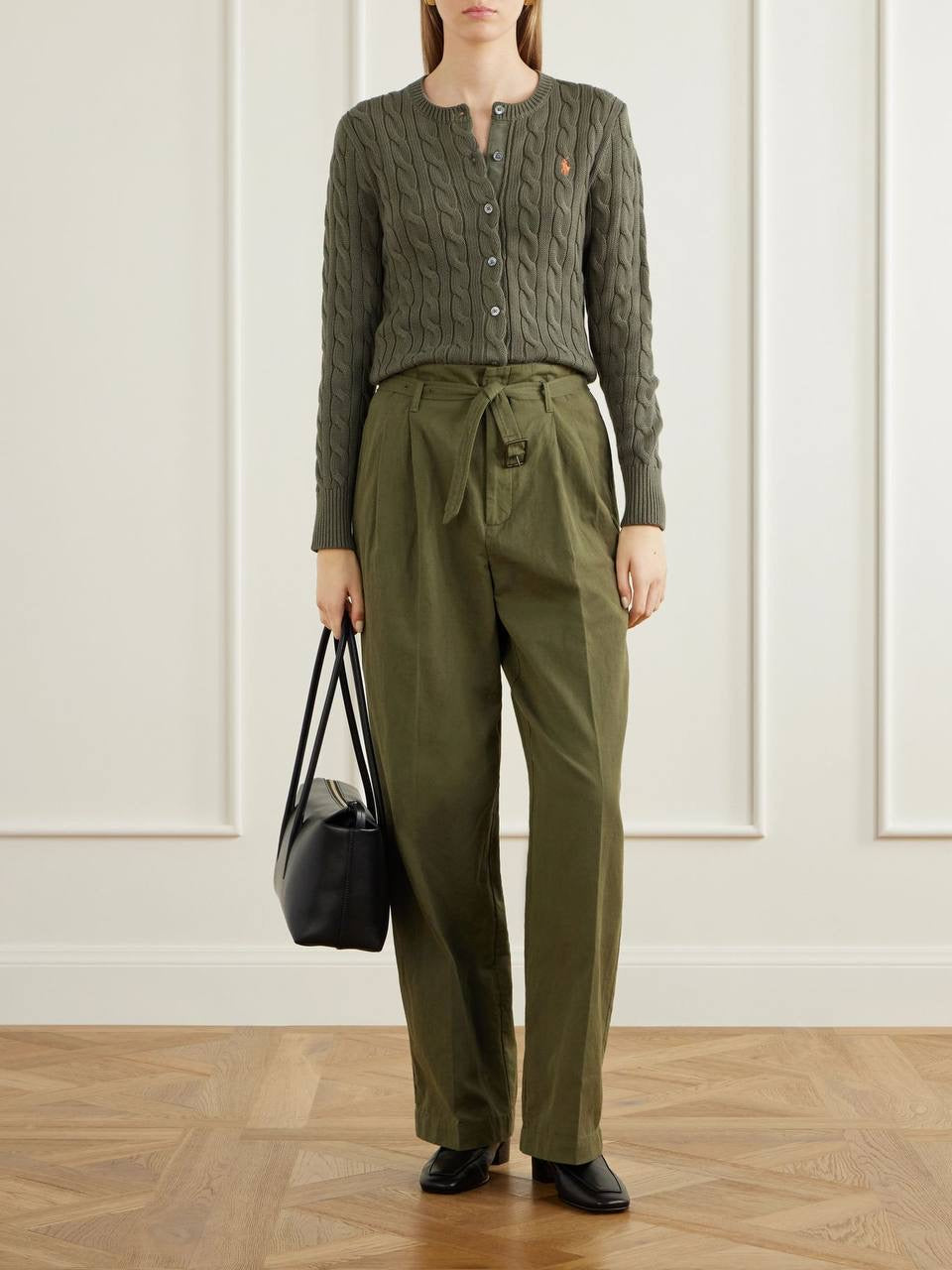 7 Colors! Cotton Cable Knit Crewneck Cardigan
