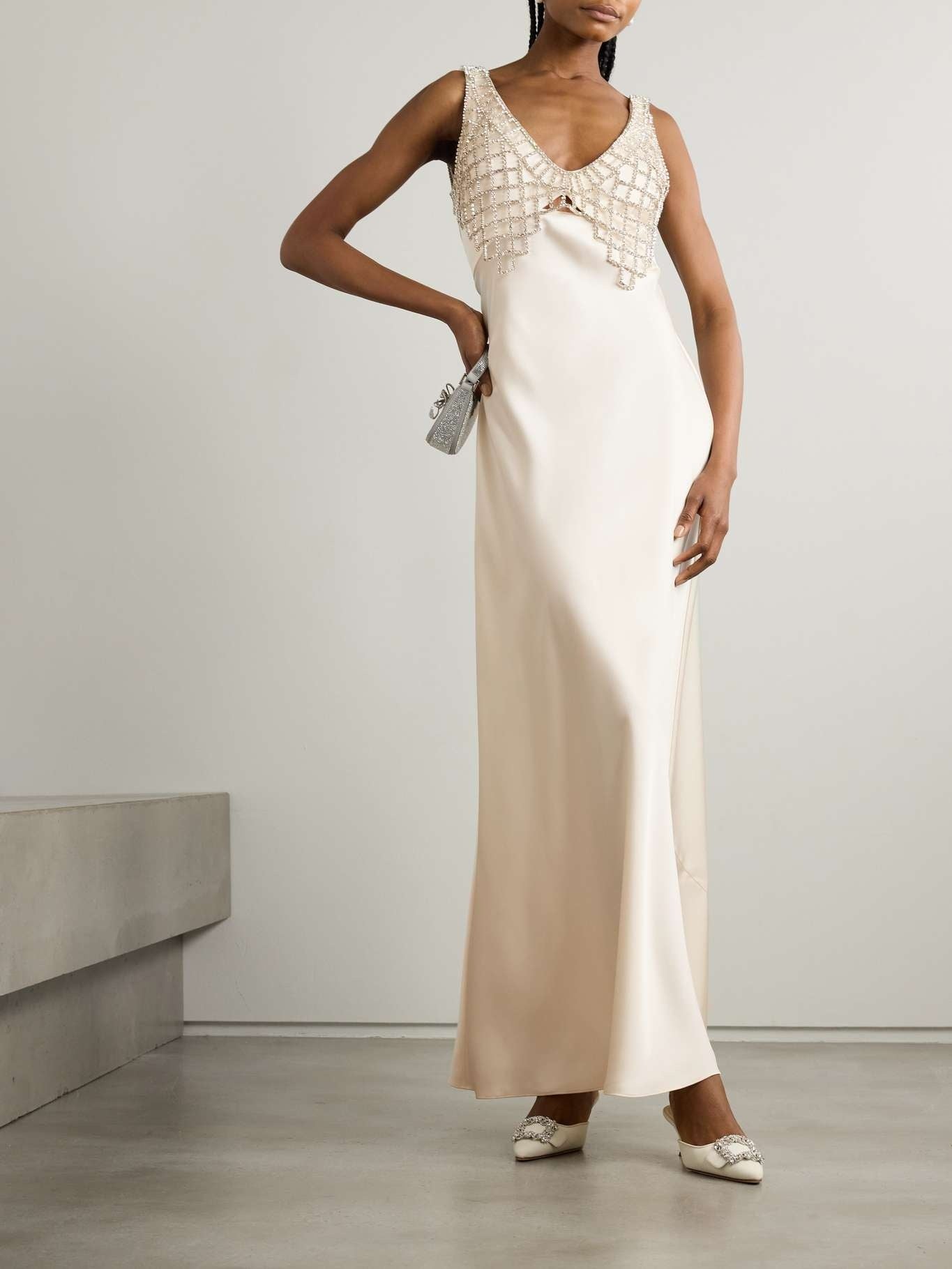 SP Cream Satin Diamante Bralette Mini | Maxi Dress
