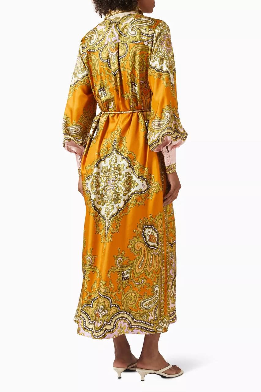 ALM Clemenza Silk Shirtdress Midi Dress