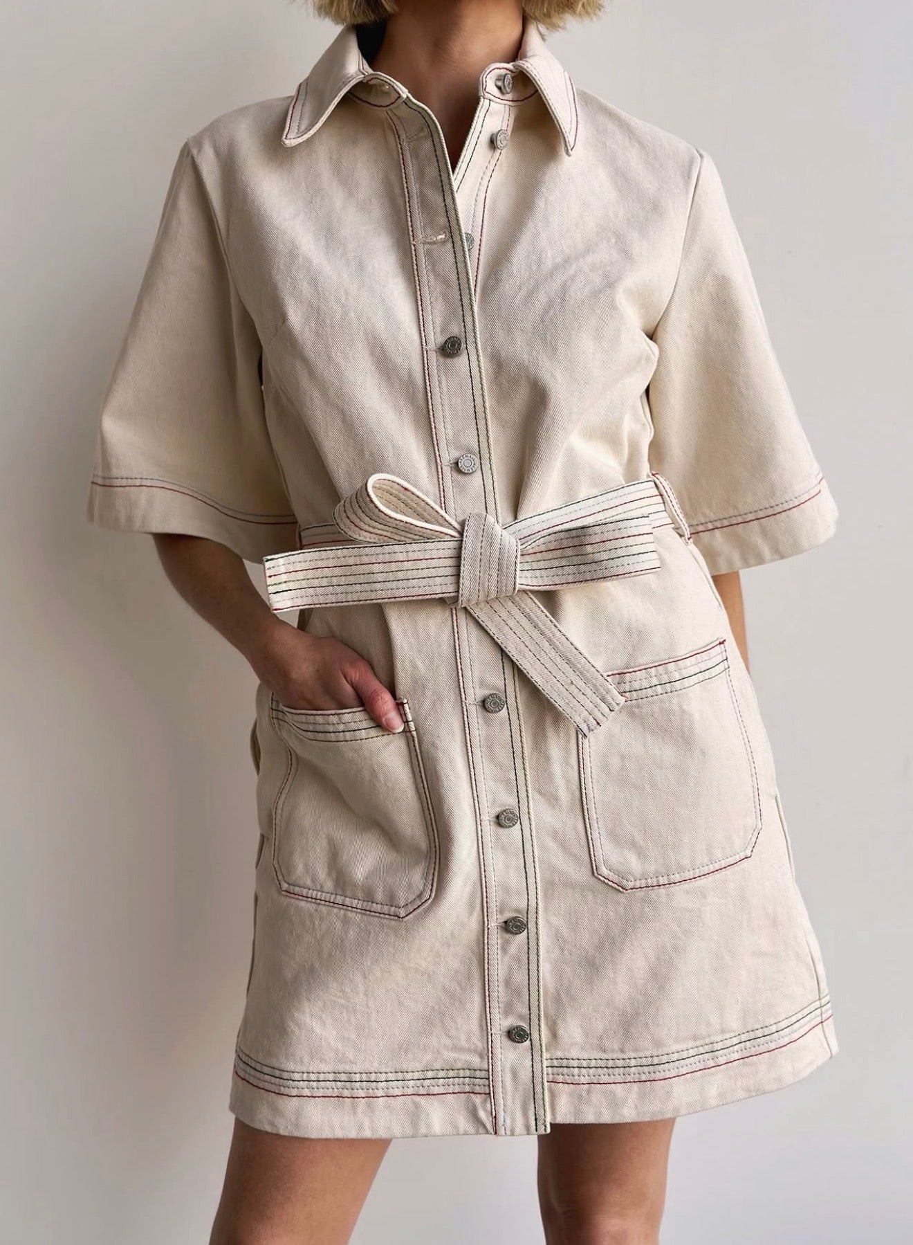 ALM Norma Denim Cotton Mini Dress Shirtdress
