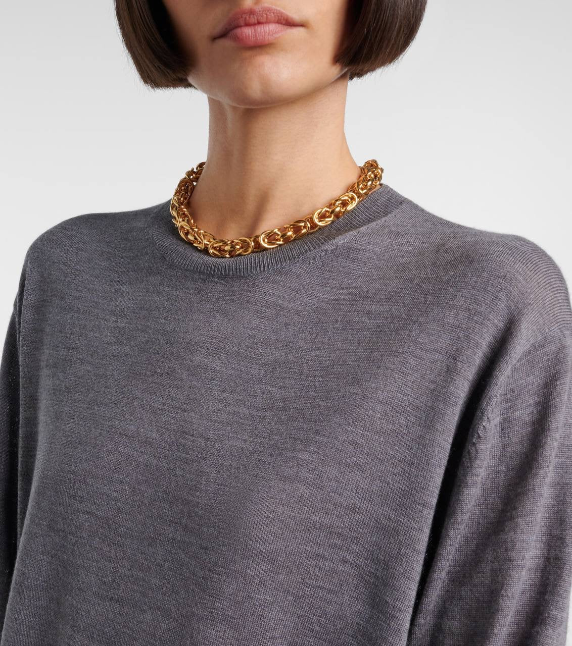Tot Crew-neck Wool-Silk Fine Knit Sweater Pullover
