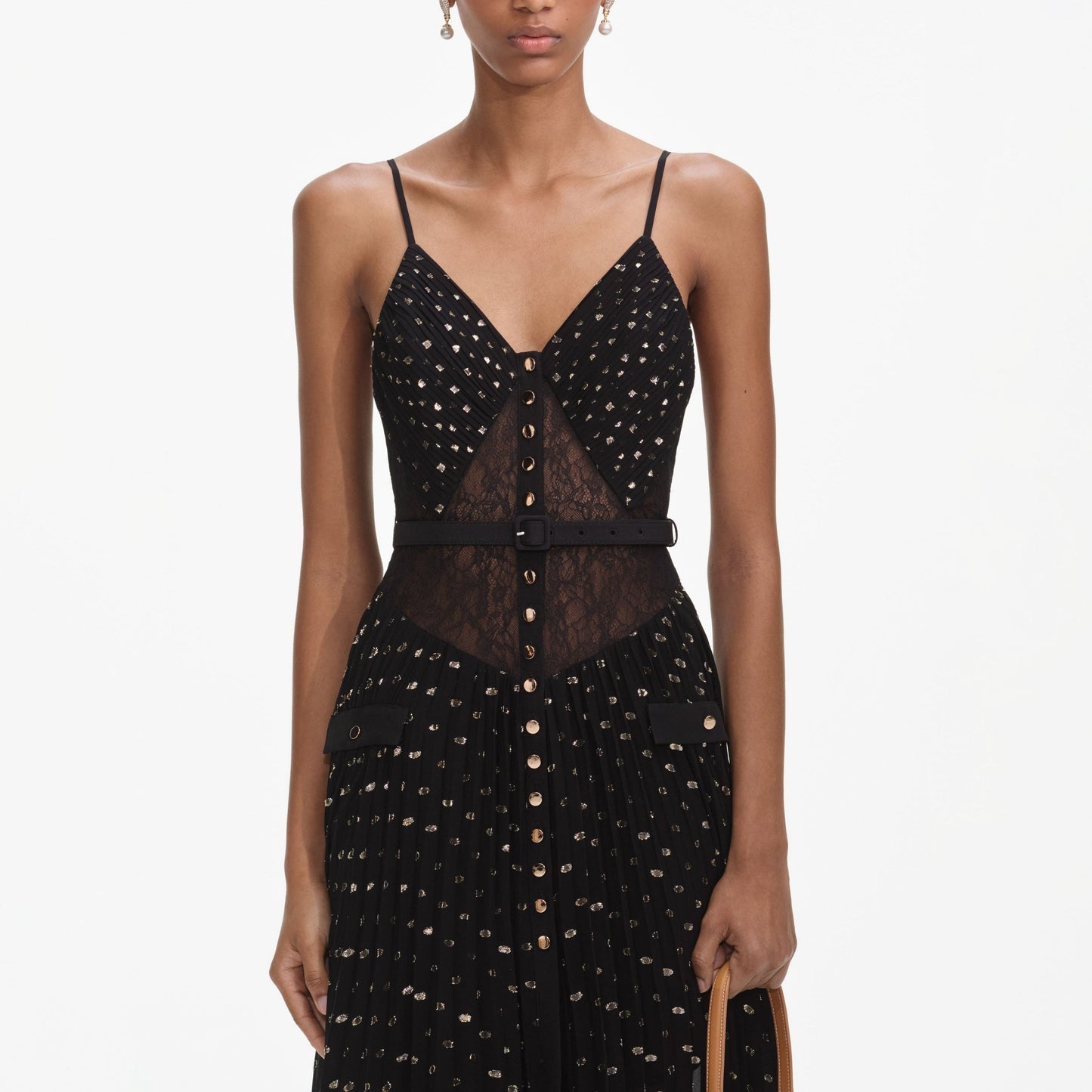 SP Black And Gold Chiffon Maxi Dress