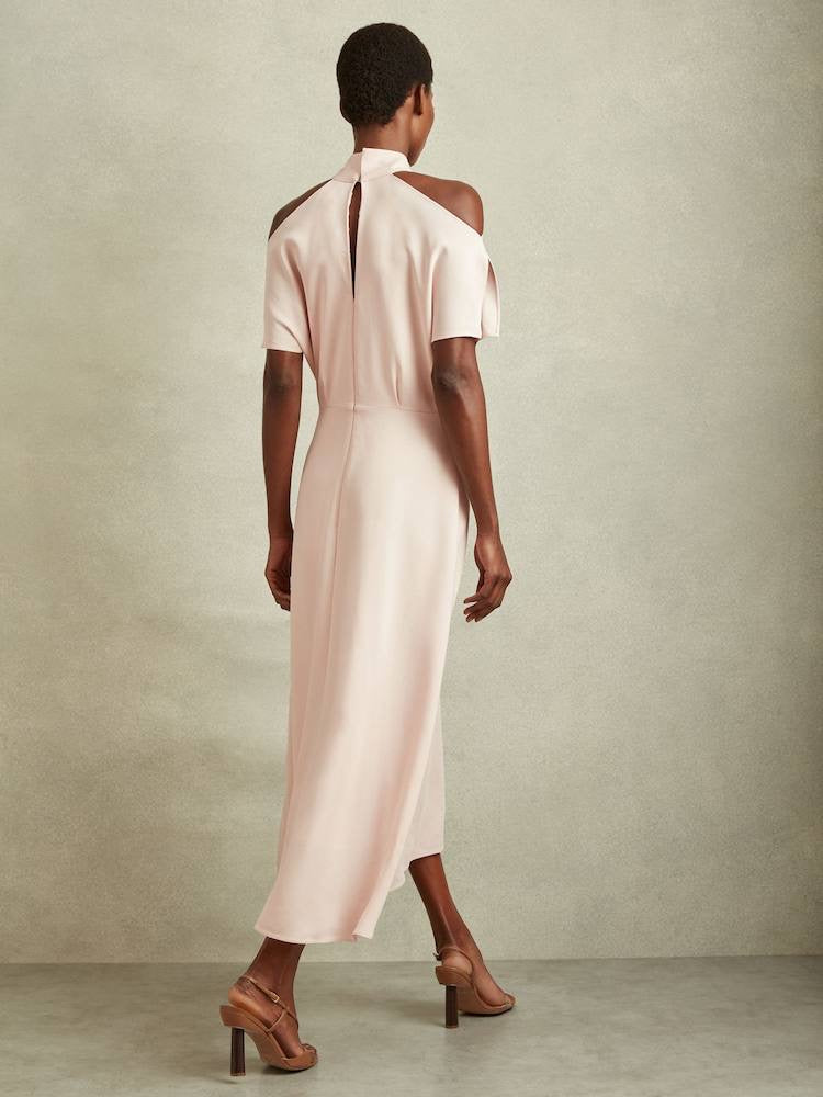 RS Andressa Twist-Neck Viscose-blend Cut Out Midi Dress
