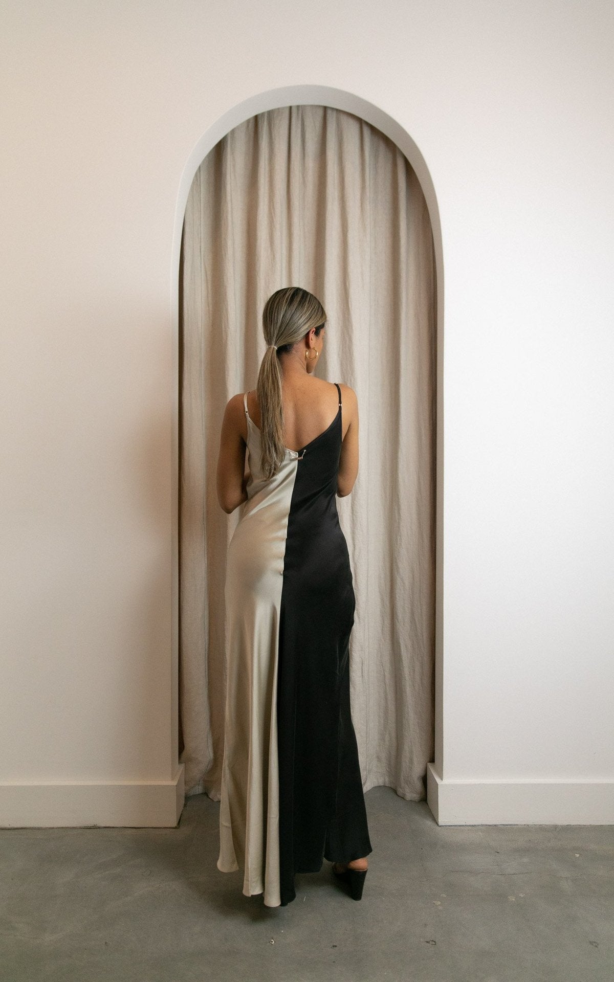 SL Two Tone Hazelnut/Black Maxi Dress Silk Slip