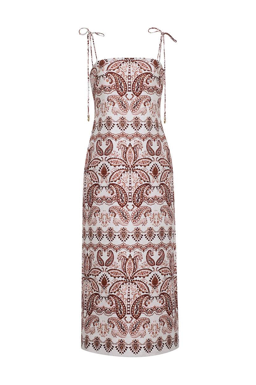CC Chelsea Strappy Linen Midi Dress