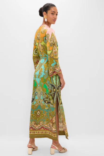 ALM Clemenza Silk Belted Shirtdress Midi Dress